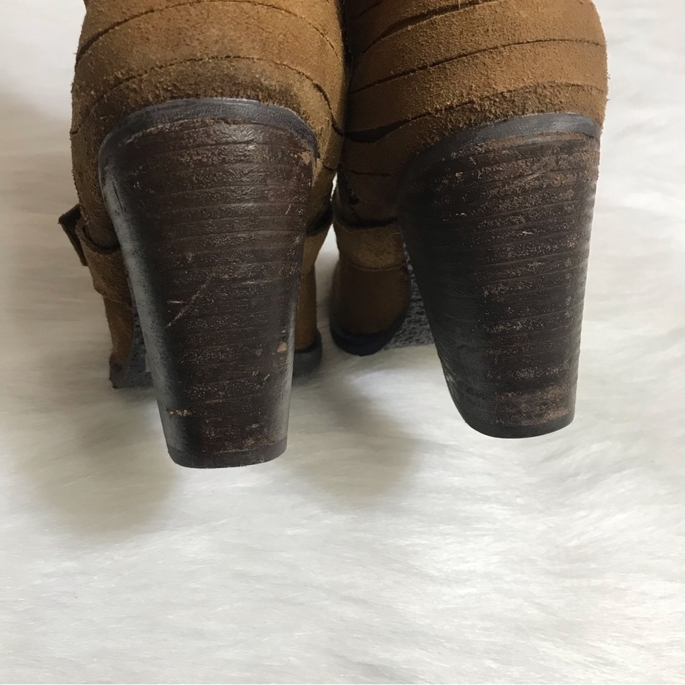 Naughty Monkey Brown Suede Boho Block Heel Boots Size 7.5 - Picture 10 of 11